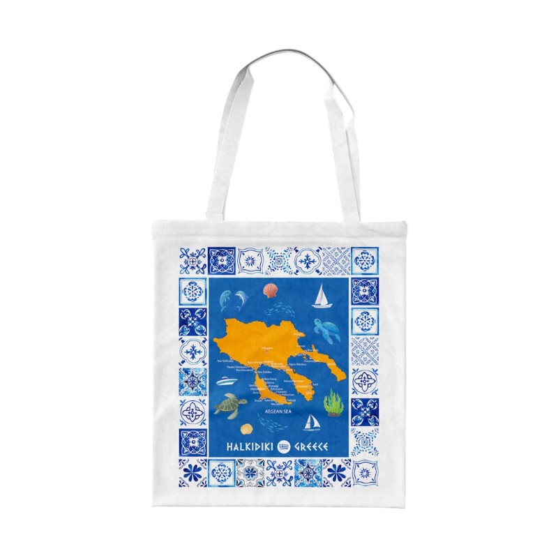 Υφασμάτινη τουριστική τσάντα καμβάς - Chalkidiki - 40x35cm - 221059