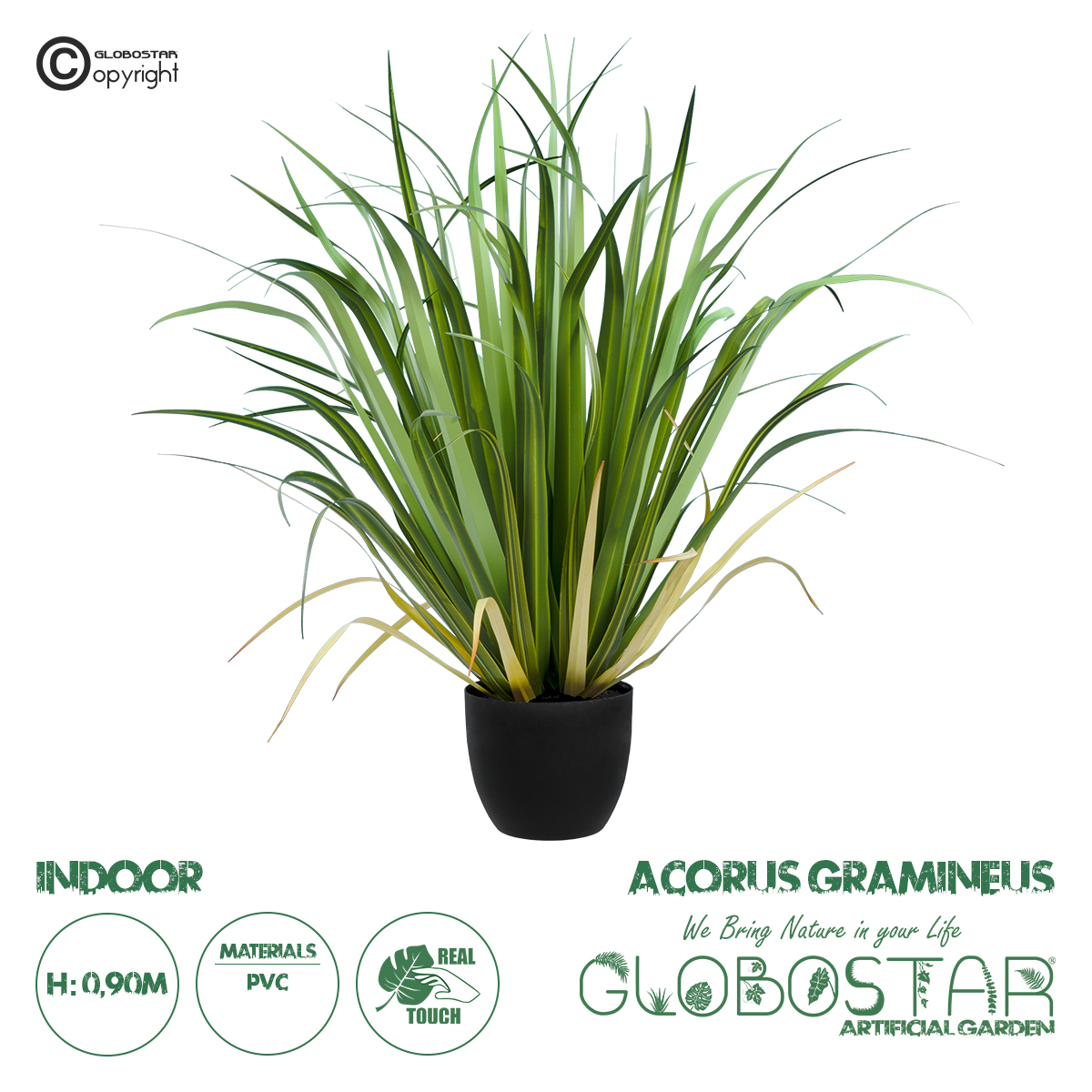 GloboStar® Artificial Garden ACORUS GRAMINEUS 20103 Τεχνητό Διακοσμητικό Φυτό Άκορος Υ90cm