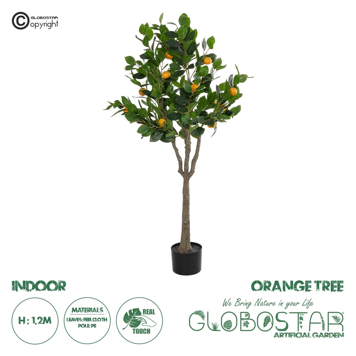 GloboStar® Artificial Garden ORANGE TREE 21108 Τεχνητό Διακοσμητικό Δέντρο Πορτοκαλιά Μ70 x Π50 x Υ120cm