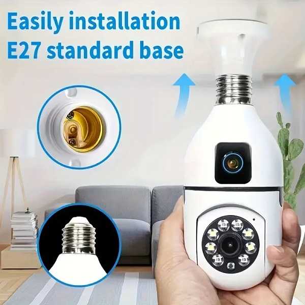 080021-2 Κάμερα ασφαλείας IP - Dual - Lamp E27 - 080021 - Image 3