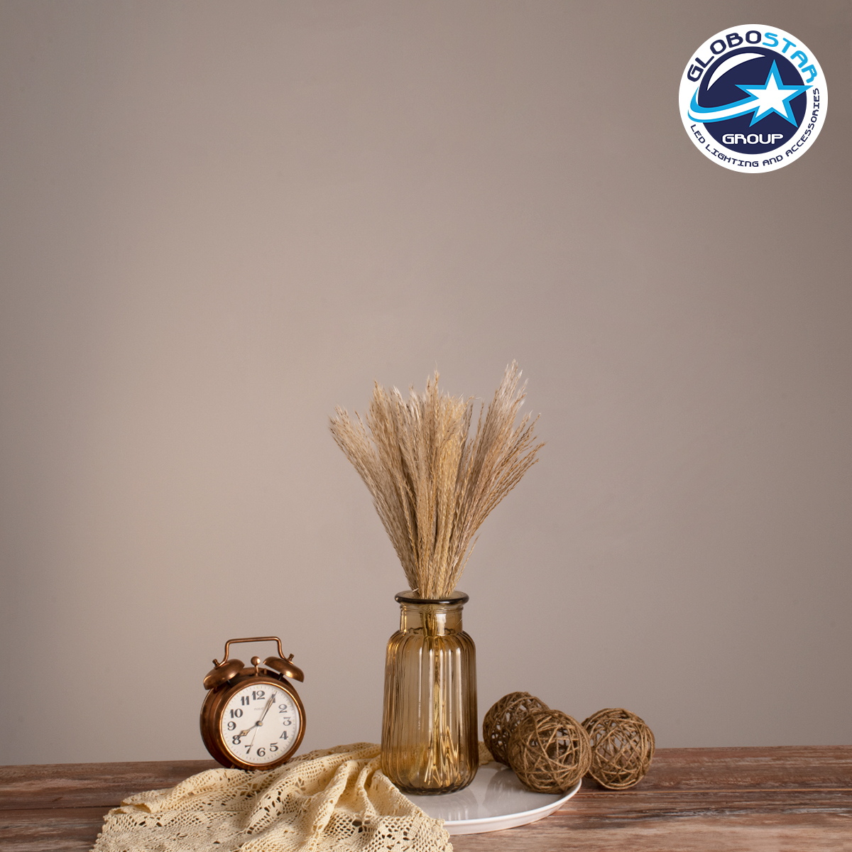 GloboStar® MISCANTHUS 36534 Αποξηραμένο Φυτό Μίσχανθος - Μπουκέτο Διακοσμητικών Κλαδιών Μπεζ Υ40cm
