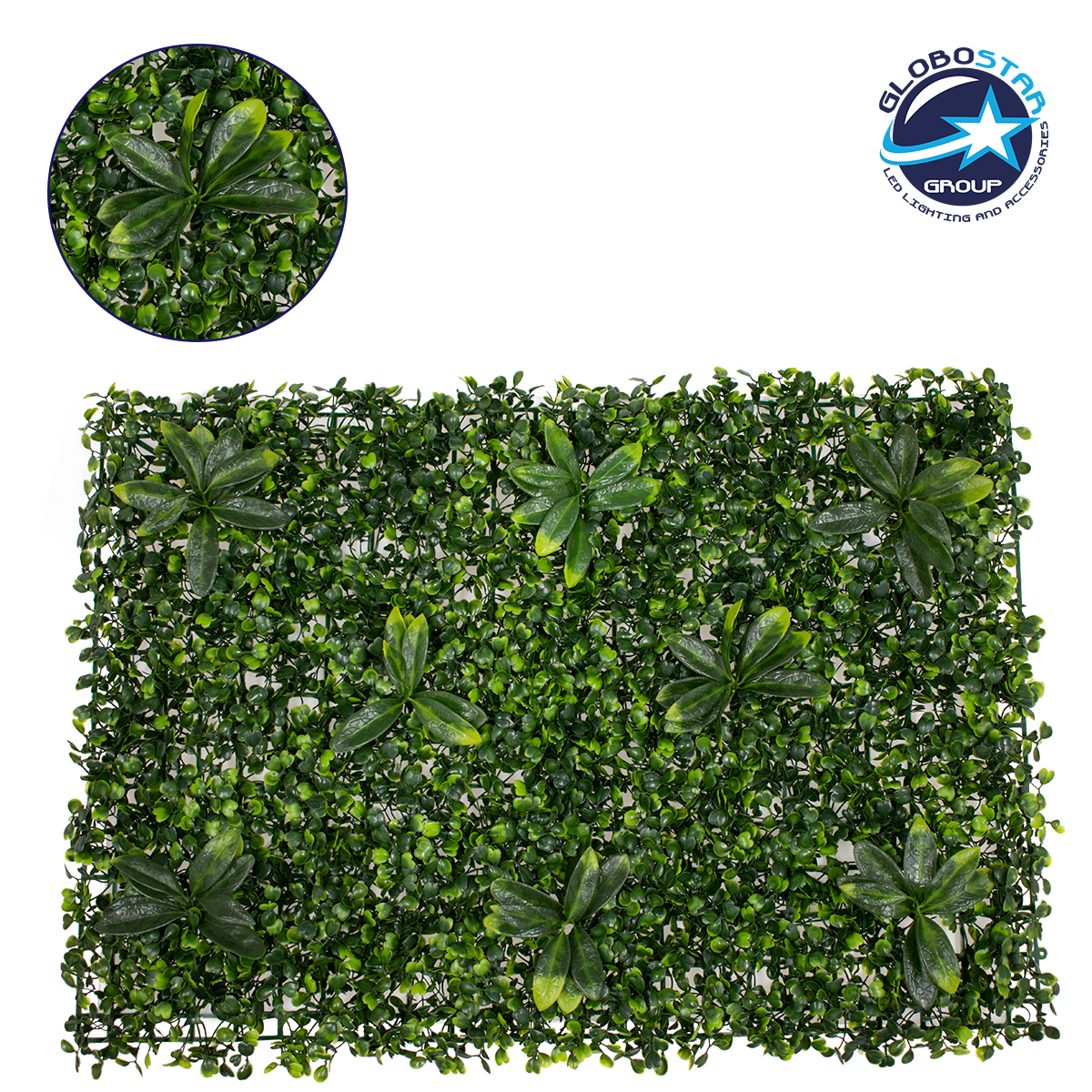 GloboStar® 78410 Artificial - Συνθετικό Τεχνητό Διακοσμητικό Πάνελ Φυλλωσιάς - Κάθετος Κήπος Πυξάρι - Ιαπωνική Δάφνη Πράσινο Μ60 x Υ40 x Π7cm
