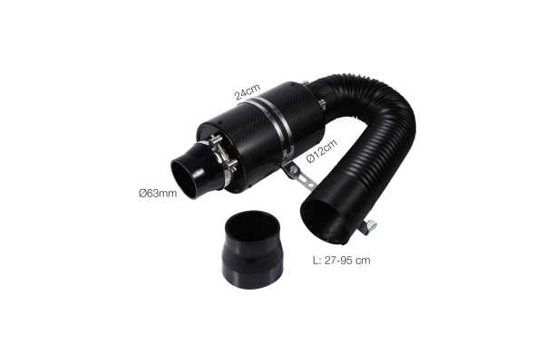 AB1_2_ori ΒΑΡΕΛΑΚΙ CARBON Φ63  24cm ΜΕ ΣΩΛΗΝΑ ΣΠΙΡΑΛ ΑΕΡΑ ΜΑΥΡΟ 27-95 cm SIMONI RACING - 1 TEM. - Image 2