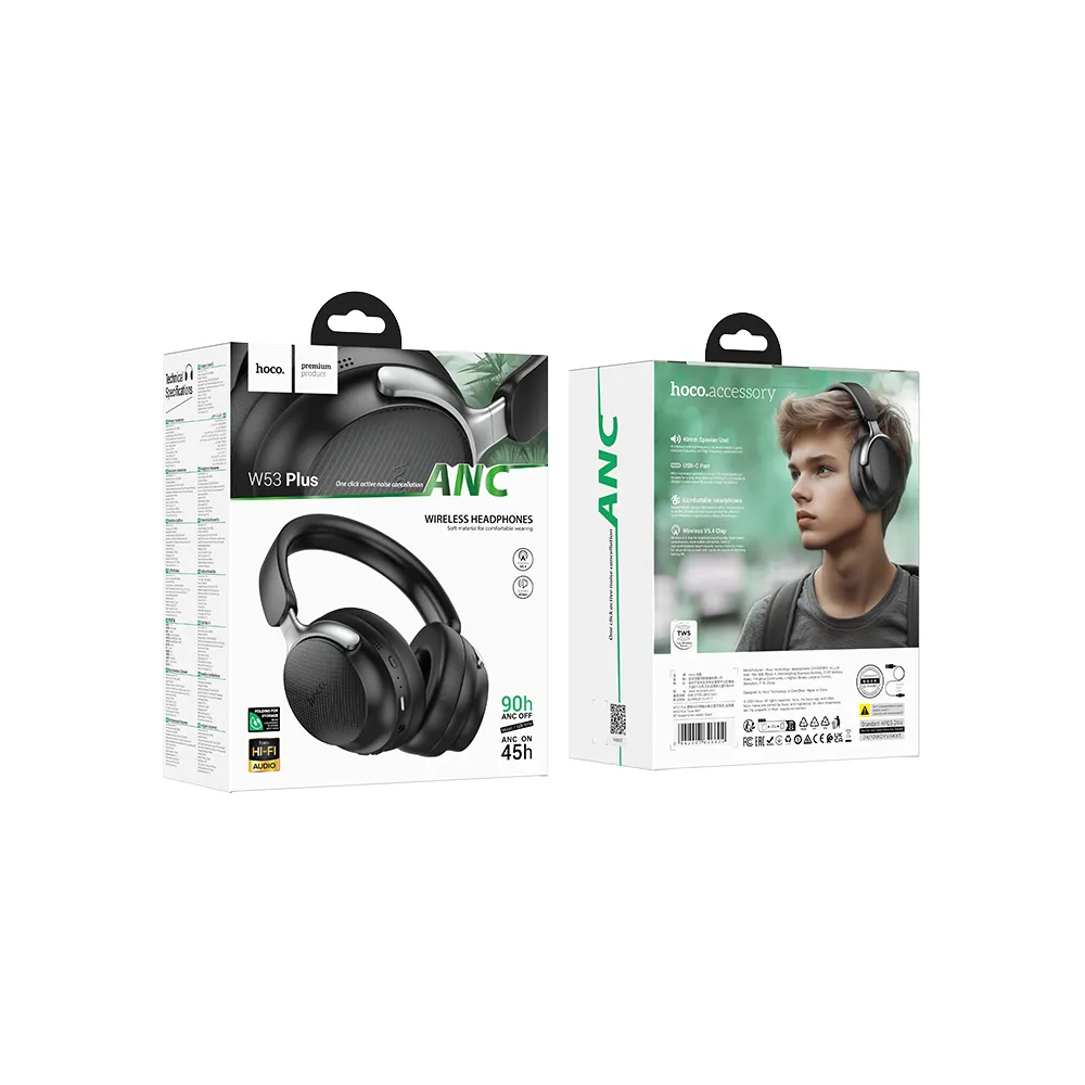 HOCO-ANC-W53-Plus-ασύρματα-ακουστικά-bluetooth-μαύρο3 HOCO ANC W53 Plus ασύρματα ακουστικά bluetooth, μαύρο - Image 3