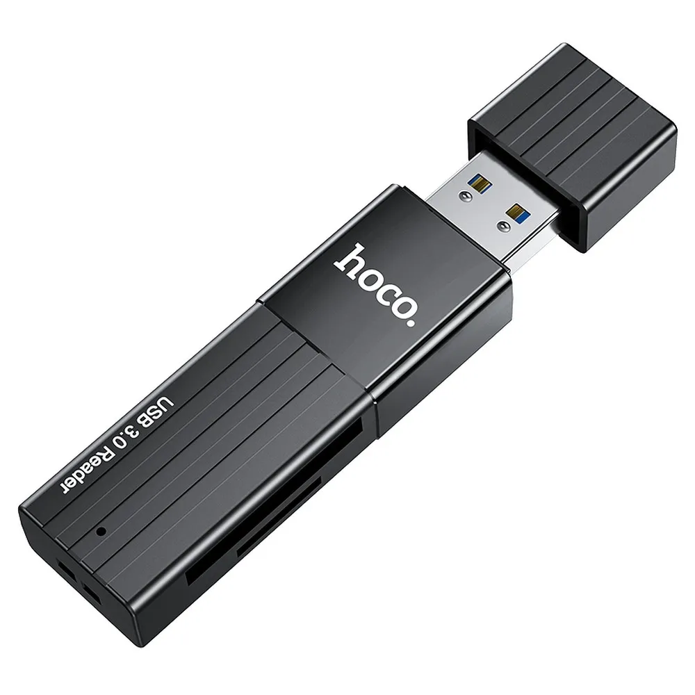 HOCO-HB20-card-reader-2-σε-1-USB-A-3.0-μαύρο-2 HOCO HB20 card reader 2 σε 1, USB-A 3.0, μαύρο - Image 2