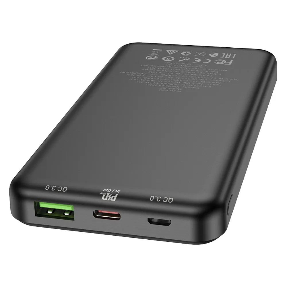 Hoco-J87-powerbank-10000-mAh-QC3.0-PD-3A-20W-μαύρο3 Hoco J87 powerbank 10000 mAh, QC3.0, PD, 3A 20W, μαύρο - Image 3