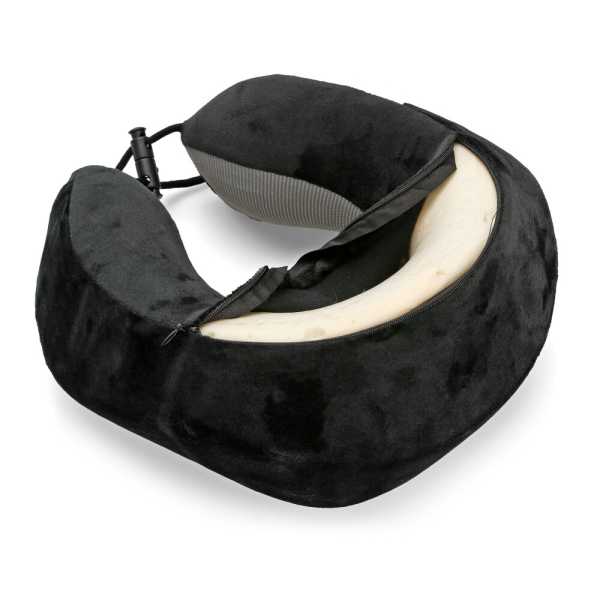 L5416.7_3 ΜΑΞΙΛΑΡΙ ΤΑΞΙΔΙΟΥ ΑΥΧΕΝΑ ΕΡΓΟΝΟΜΙΚΟ MEMORY FOAM ΜΑΥΡΟ/ΓΚΡΙ NECK-LUXE LAMPA - 1 ΤΕΜ. - Image 3