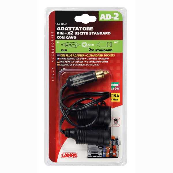 L98347-2 ΑΝΤΑΠΤΟΡΑΣ ΑΝΑΠΤΗΡΑ ΔΙΠΛΟΣ AD-2 12/24V 15A ΜΕ ΚΑΛΩΔΙΟ 20cm - Image 2