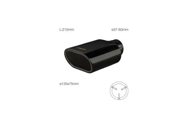 SRTRX16N_2 ΑΚΡΟ (ΜΠΟΥΚΑ) ΕΞΑΤΜΙΣΗΣ ΟΒΑΛ ΜΑΥΡΗ 135x75mm ΜΗΚΟΣ:215mm /ΔΙΑΜΕΤΡΟ ΣΩΛΗΝΑ 37-60mm TRX16N SIMONI RACING - 1 TEM. - Image 2