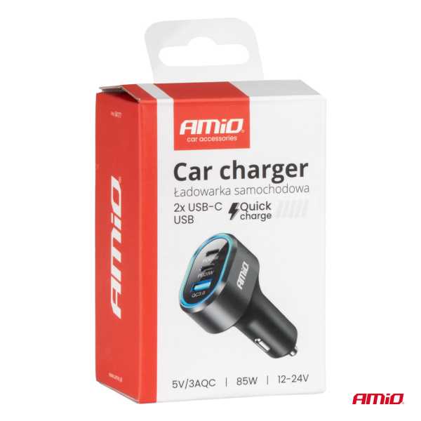 04177_AM_5 ΦΟΡΤΙΣΤΗΣ ΑΝΑΠΤΗΡΑ ΜΕ 3 ΘΥΡΕΣ 2xUSB-C 65W/20W+USB-A QUICK CHARGE 3.0 ΜΑΥΡΟ AMIO - 1 Τεμ. - Image 5