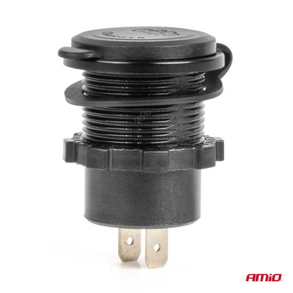 04221_AM_3 ΠΡΙΖΑ ΜΕ 2 ΘΥΡΕΣ USB ΚΑΙ ΚΑΠΑΚΙ 12/24V QUICK CHARGE 3.0 ΑΔΙΑΒΡΟΧΗ ΜΕ ΚΟΚΚΙΝΟ LED ΦΩΣ ΜΑΥΡΗ ΑΜΙΟ - 1 τεμ. - Image 3