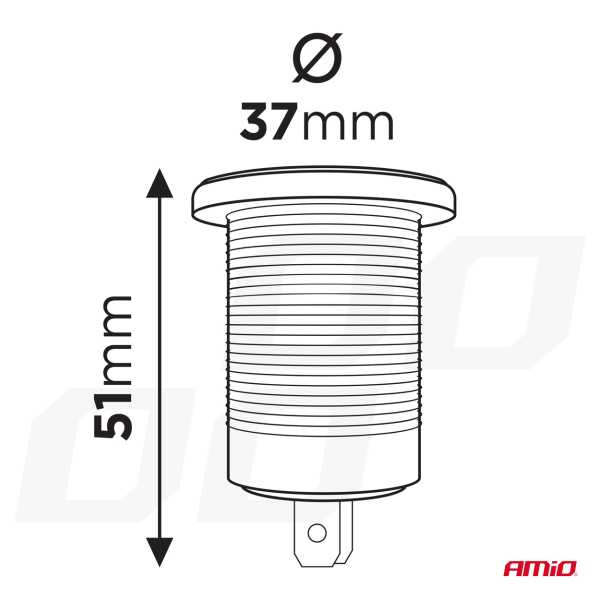 04221_AM_4 ΠΡΙΖΑ ΜΕ 2 ΘΥΡΕΣ USB ΚΑΙ ΚΑΠΑΚΙ 12/24V QUICK CHARGE 3.0 ΑΔΙΑΒΡΟΧΗ ΜΕ ΚΟΚΚΙΝΟ LED ΦΩΣ ΜΑΥΡΗ ΑΜΙΟ - 1 τεμ. - Image 4