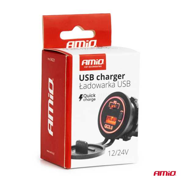 04221_AM_5 ΠΡΙΖΑ ΜΕ 2 ΘΥΡΕΣ USB ΚΑΙ ΚΑΠΑΚΙ 12/24V QUICK CHARGE 3.0 ΑΔΙΑΒΡΟΧΗ ΜΕ ΚΟΚΚΙΝΟ LED ΦΩΣ ΜΑΥΡΗ ΑΜΙΟ - 1 τεμ. - Image 5