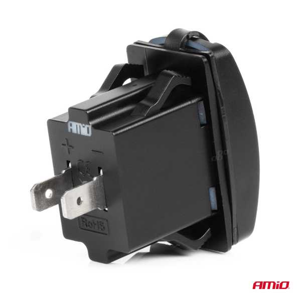 04229_AM_2 ΠΡΙΖΑ ΜΕ 2 ΘΥΡΕΣ-USB & USB-C ΚΑΙ ΚΑΠΑΚΙ 12/24V QUICK CHARGE 3.0 ΑΔΙΑΒΡΟΧΗ ΜΑΚΡΟΣΤΕΝΟ ΣΧΗΜΑ ΜΑΥΡΗ  AMIO - 1 Τεμ. - Image 2
