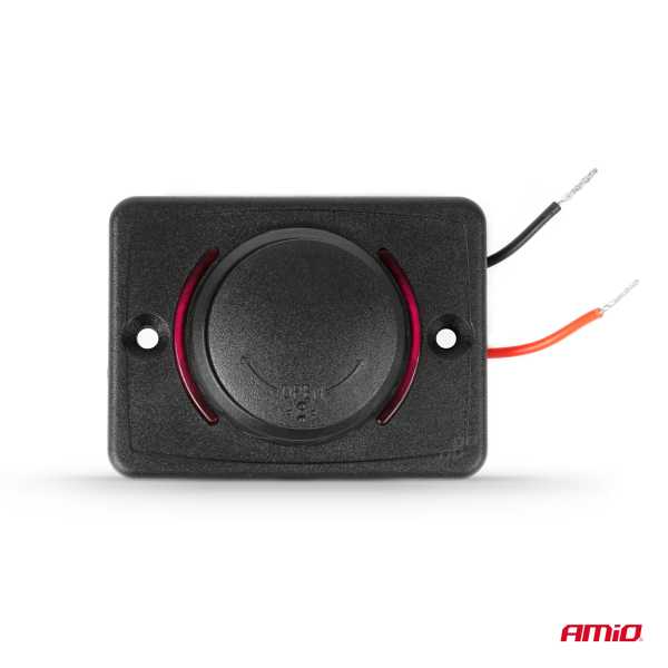 04230_AM_3 ΠΡΙΖΑ ΜΕ 2 ΘΥΡΕΣ USB ΚΑΙ ΚΑΠΑΚΙ 12/24V ΑΔΙΑΒΡΟΧΗ ΤΕΤΡΑΓΩΝΟ ΣΧΗΜΑ ΜΕ ΚΟΚΚΙΝΟ LED ΦΩΣ ΜΑΥΡΗ AMIO - 1 Τεμ. - Image 3