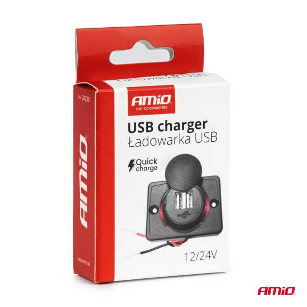 04230_AM_5 ΠΡΙΖΑ ΜΕ 2 ΘΥΡΕΣ USB ΚΑΙ ΚΑΠΑΚΙ 12/24V ΑΔΙΑΒΡΟΧΗ ΤΕΤΡΑΓΩΝΟ ΣΧΗΜΑ ΜΕ ΚΟΚΚΙΝΟ LED ΦΩΣ ΜΑΥΡΗ AMIO - 1 Τεμ. - Image 5