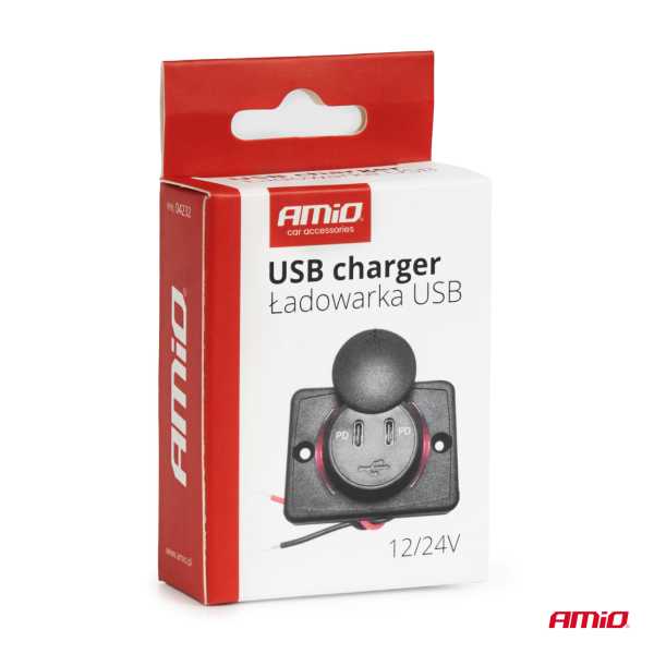 04232_AM_5 ΠΡΙΖΑ ΜΕ 2 ΘΥΡΕΣ USB ΚΑΙ ΚΑΠΑΚΙ 12/24V ΑΔΙΑΒΡΟΧΗ ΤΕΤΡΑΓΩΝΟ ΣΧΗΜΑ ΜΕ ΚΟΚΚΙΝΟ LED ΦΩΣ ΜΑΥΡΗ  AMIO - 1 Τεμ. - Image 5