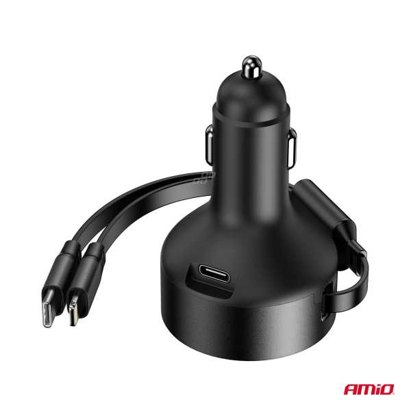 04370_AM_5 ΦΟΡΤΙΣΤΗΣ ΑΝΑΠΤΗΡΑ 12/24V ΜΕ 1ΘΥΡΑ USB-C 60W ΤΑΧΕΙΑΣ ΦΟΡΤΙΣΗΣ ΜΕ ΕΝΣΩΜΑΤΩΜΕΝΟ ΚΑΛΩΔΙΟ USB C+APPLE LIGHTING ΑΜΙΟ - 1 Τεμ. - Image 5