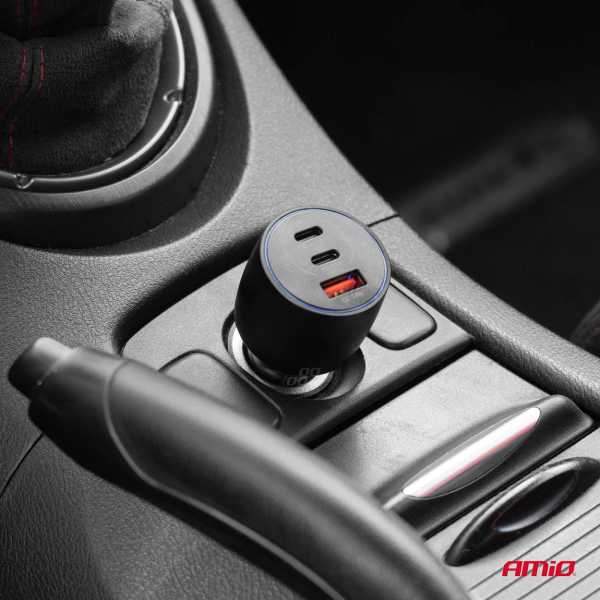 04371_AM_2 ΦΟΡΤΙΣΤΗΣ ΑΝΑΠΤΗΡΑ 12/24V ΜΕ 3 ΘΥΡΕΣ 2xUSB-C/1xUSB-A 95W 5V/3A ΤΑΧΕΙΑΣ ΦΟΡΤΙΣΗΣ ΑΛΟΥΜΙΝΙΟ/ΜΑΥΡΟΣ ΑΜΙΟ - 1 Τεμ. - Image 2