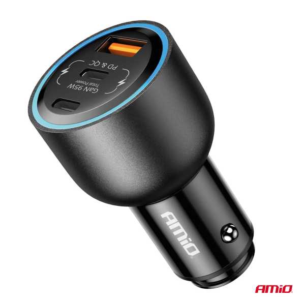 04372_AM_3 ΦΟΡΤΙΣΤΗΣ ΑΝΑΠΤΗΡΑ 12/24V ΜΕ 2 ΘΥΡΕΣ USB-C/USB-A 95W 5V/3A ΤΑΧΕΙΑΣ ΦΟΡΤΙΣΗΣ ΑΛΟΥΜΙΝΙΟ/ΜΑΥΡΟΣ ΑΜΙΟ - 1 Τεμ. - Image 3