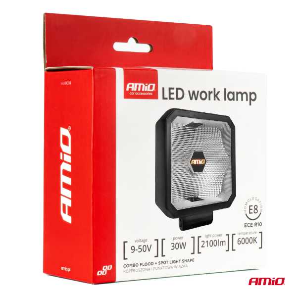 04394_AM_8 ΠΡΟΒΟΛΕΑΣ ΕΡΓΑΣΙΑΣ ΤΕΤΡΑΓΩΝΟΣ LED 30W 9>50V 3 ΧΡΗΣΕΩΝ ΛΕΥΚΟ/ΠΟΡΤΟΚΑΛΙ ΦΩΣ 110x110x52mm AMIO - 1 Τεμ. - Image 8