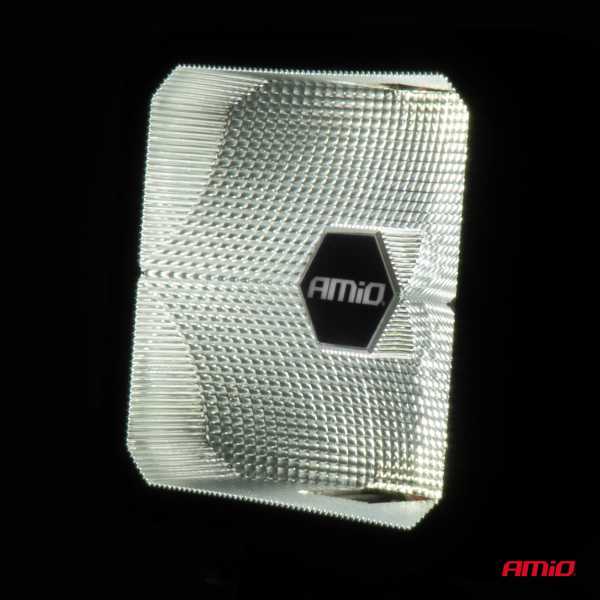 04395_AM_3 ΠΡΟΒΟΛΕΑΣ ΕΡΓΑΣΙΑΣ ΤΕΤΡΑΓΩΝΟΣ LED 30W 9>50V 3 ΧΡΗΣΕΩΝ ΛΕΥΚΟ ΦΩΣ 110x110x52mm AMIO - 1 Τεμ. - Image 3