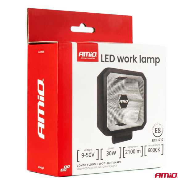 04395_AM_8 ΠΡΟΒΟΛΕΑΣ ΕΡΓΑΣΙΑΣ ΤΕΤΡΑΓΩΝΟΣ LED 30W 9>50V 3 ΧΡΗΣΕΩΝ ΛΕΥΚΟ ΦΩΣ 110x110x52mm AMIO - 1 Τεμ. - Image 7