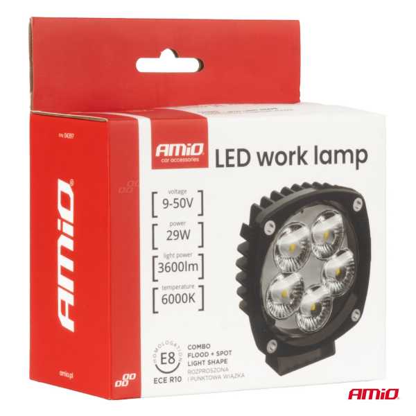 04397_AM_8 ΠΡΟΒΟΛΕΑΣ ΕΡΓΑΣΙΑΣ LED 29W 9>50V 3 ΧΡΗΣΕΩΝ ΛΕΥΚΟ ΦΩΣ 108x108x48mm AMIO - 1 Τεμ. - Image 8