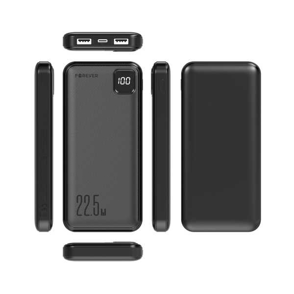 Forever-TB-300M-power-bank-PD-QC-225W-10000mA-μαύρο-2 Forever TB-300M power bank, PD, QC, 22,5W, 10000mA, μαύρο - Image 2