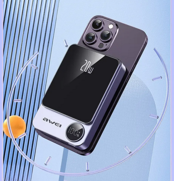 005500-3 Powerbank μαγνητικής φόρτισης - P39K - 10.000mah - 20W - AWEI - 005500 - Grey - Image 3