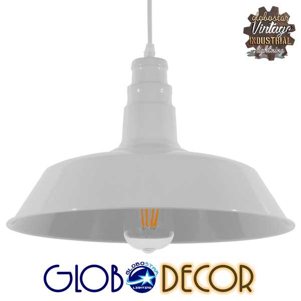 GLOBOSTAR® RAY 01043 Vintage Κρεμαστό Φωτιστικό Οροφής με Ντουί 1 x E27 AC 220-240V IP20 - Λευκό - Μ36 x Π36 x Υ25cm