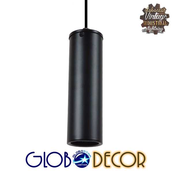 GLOBOSTAR® CANNON 01275 Μοντέρνο Κρεμαστό Φωτιστικό Οροφής με Ντουί 1 x E27 AC 220-240V IP20 - Μαύρο - Μ6 x Π6 x Υ20cm
