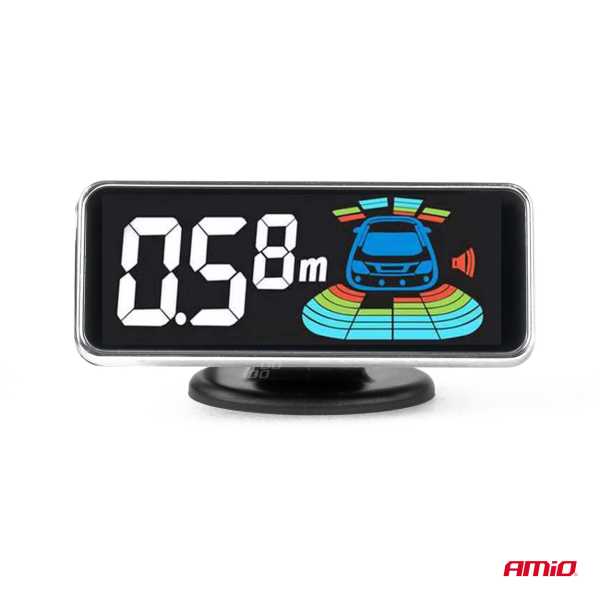 03194_ΑΜ_2 ΣΥΣΤΗΜΑ ΠΑΡΚΑΡΙΣΜΑΤΟΣ 12V ΜΕ 8 ΑΙΣΘΗΤΗΡΕΣ ΣΕ ΛΕΥΚΟ ΧΡΩΜΑ 21,5mm ΜΕ BUZZER (ΗΧΟ) ΚΑΙ ΟΘΟΝΗ LED 3D ΑΜΙΟ - 1 τεμ. - Image 2