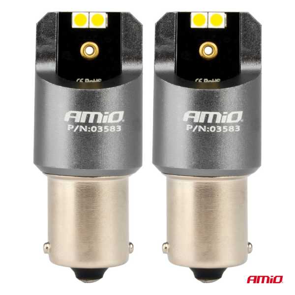 03583_AM_2 ΛΑΜΠΕΣ LED CAN-BUS P21W BA15S 12/24V 6.000K 4xSMD ΛΕΥΚΟ PRO SERIES AMIO - 2 ΤΕΜ. - Image 2