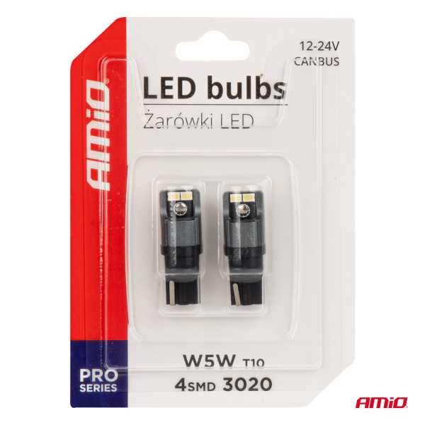 03717_AM_5 ΛΑΜΠΑΚΙΑ LED T10 W5W W10W 12/24V LED 4xSMD3020 CAN-BUS ΛΕΥΚΟ ΑΜΙΟ - 2 ΤΕΜ. - Image 5
