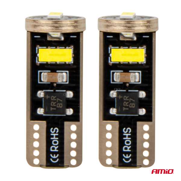 03720_AM_2 ΛΑΜΠΑΚΙΑ LED T10e W5W 12/24V 3x2055 SMD LED CAN-BUS ΛΕΥΚΟ AMIO - 2 ΤΕΜ. - Image 2