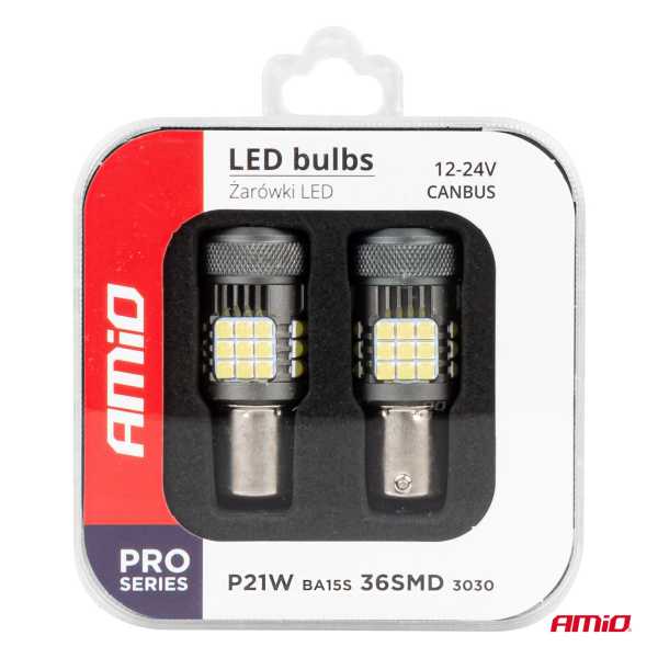 03722AM_6 P21W BA15S 12/24V 6.000K 36x3030 SMD LED CAN-BUS ΛΕΥΚΟ PRO SERIES 2ΤΕΜ. AMIO - Image 6