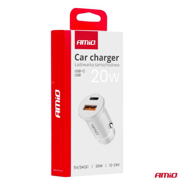 03877_AM_4 ΦΟΡΤΙΣΤΗΣ ΑΝΑΠΤΗΡΑ 12/24V ΜΕ 2 ΘΥΡΕΣ USB-C+USB 20W 5V/3AQC ΤΑΧΕΙΑΣ ΦΟΡΤΙΣΗΣ ΛΕΥΚΟΣ AMIO - 1 Τεμ. - Image 4
