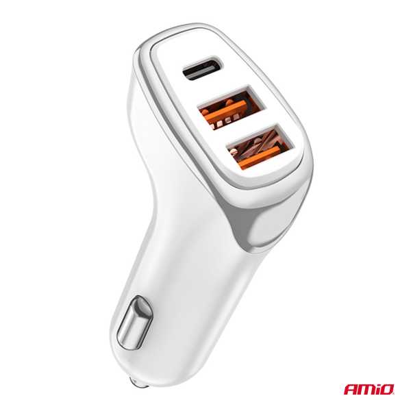 03886_AM_4 ΦΟΡΤΙΣΤΗΣ ΑΝΑΠΤΗΡΑ 12/24V ΜΕ 3 ΘΥΡΕΣ USB-C+2xUSB 38W 5V/3AQC ΤΑΧΕΙΑΣ ΦΟΡΤΙΣΗΣ ΛΕΥΚΟΣ AMIO - 1 Τεμ. - Image 4