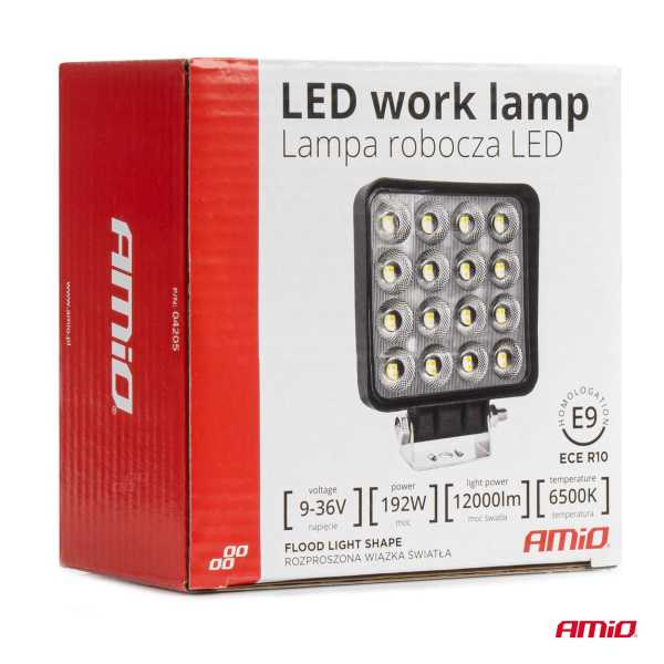 04205_AM_8 ΠΡΟΒΟΛΕΑΣ ΕΡΓΑΣΙΑΣ ΤΕΤΡΑΓΩΝΟΣ LED 192W 9-36V 12.000lm 6.500K AWL64 AMIO - 1 ΤΕΜ. - Image 8
