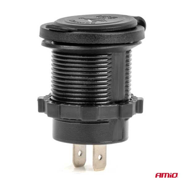 04216_AM_3 ΠΡΙΖΑ ΜΕ 2 ΘΥΡΕΣ USB ΚΑΙ ΚΑΠΑΚΙ ΜΑΥΡΗ 12/24V 3.1A ΑΔΙΑΒΡΟΧΗ ΜΕ ΜΠΛΕ LED ΦΩΣ ΕΝΔΕΙΞΗΣ  AMIO - 1 ΤΕΜ. - Image 3