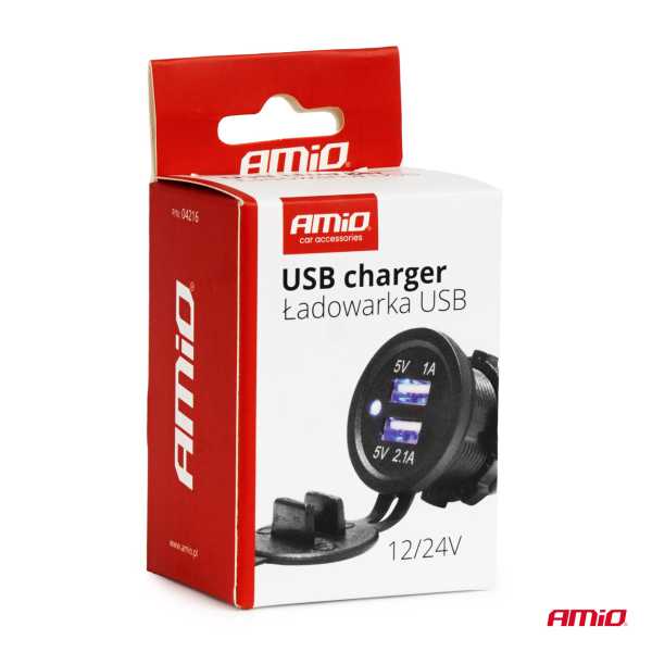 04216_AM_5 ΠΡΙΖΑ ΜΕ 2 ΘΥΡΕΣ USB ΚΑΙ ΚΑΠΑΚΙ ΜΑΥΡΗ 12/24V 3.1A ΑΔΙΑΒΡΟΧΗ ΜΕ ΜΠΛΕ LED ΦΩΣ ΕΝΔΕΙΞΗΣ  AMIO - 1 ΤΕΜ. - Image 5