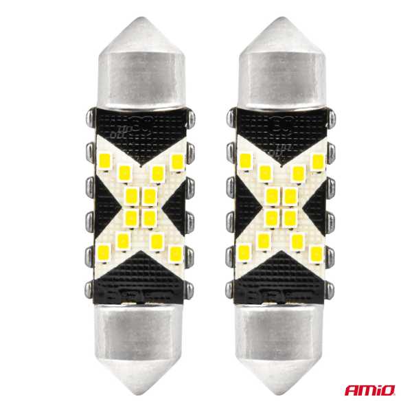 04236_AM_2 ΛΑΜΠΑΚΙΑ ΠΛΑΦΟΝΙΕΡΑΣ 36mm 12/24V C5W 5500K 12xSMD 2016 CAN-BUS FESTOON (ΛΕΥΚΟ) ΑΜΙΟ - 2 ΤΕΜ. - Image 2