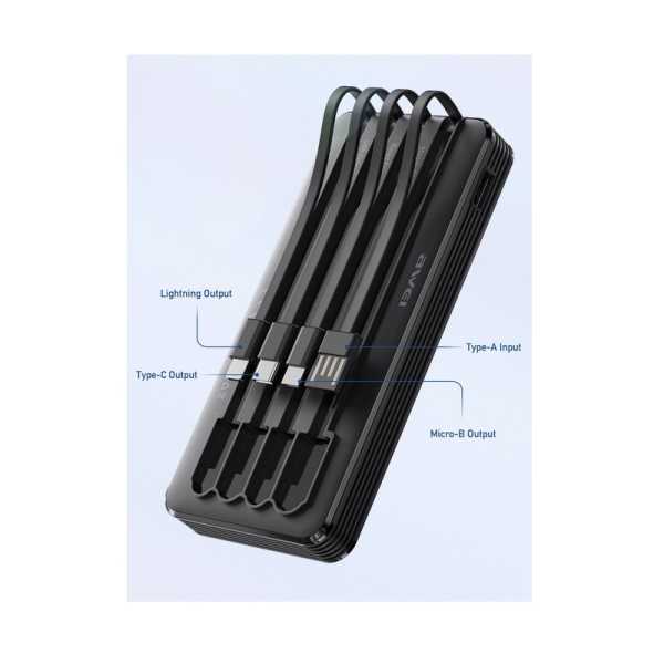 048958-1 Powerbank - P133K - 10.000mah - 4in1 - AWEI - 048958 - Black - Image 2