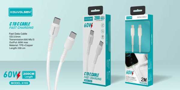 0ce4b8385ccd724149e9cbefa29cd2c0 Καλώδιο φόρτισης & data - USB Type-C σε Type-C - Fast Charge - X102-C- 2m - 60W - 632409 - Image 2