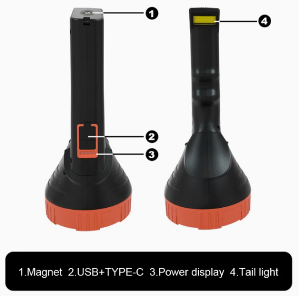 182752-1 Επαναφορτιζόμενος φακός LED - 88069 - 182752 - Red/Black - Image 2