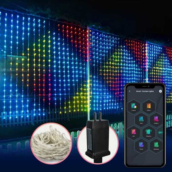 272335-1 Χριστουγεννιάτικα φώτα LED με App ελέγχου - Κουρτίνα - IC - 3m*3m - RGB - 272337 - Image 2