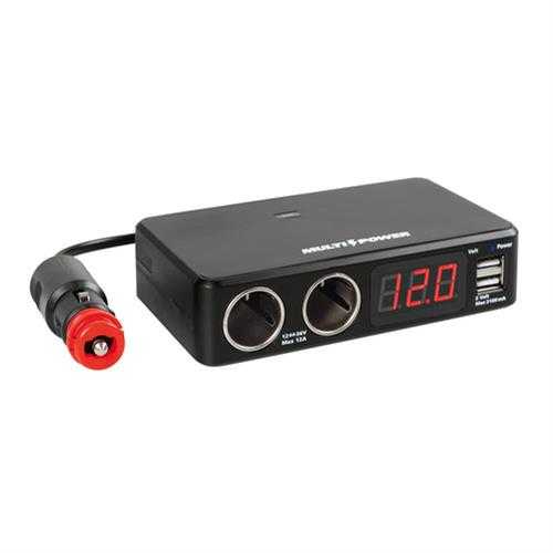 38925-S-02 ΑΝΤΑΠΤΟΡΑΣ ΑΝΑΠΤΗΡΑ 12/24/36V ΔΙΠΛΟΣ ΜΕ 2 USB+ΒΟΛΤΟΜΕΤΡΟ MULTI POWER ΜΕ ΚΑΛΩΔΙΟ 80cm - Image 2