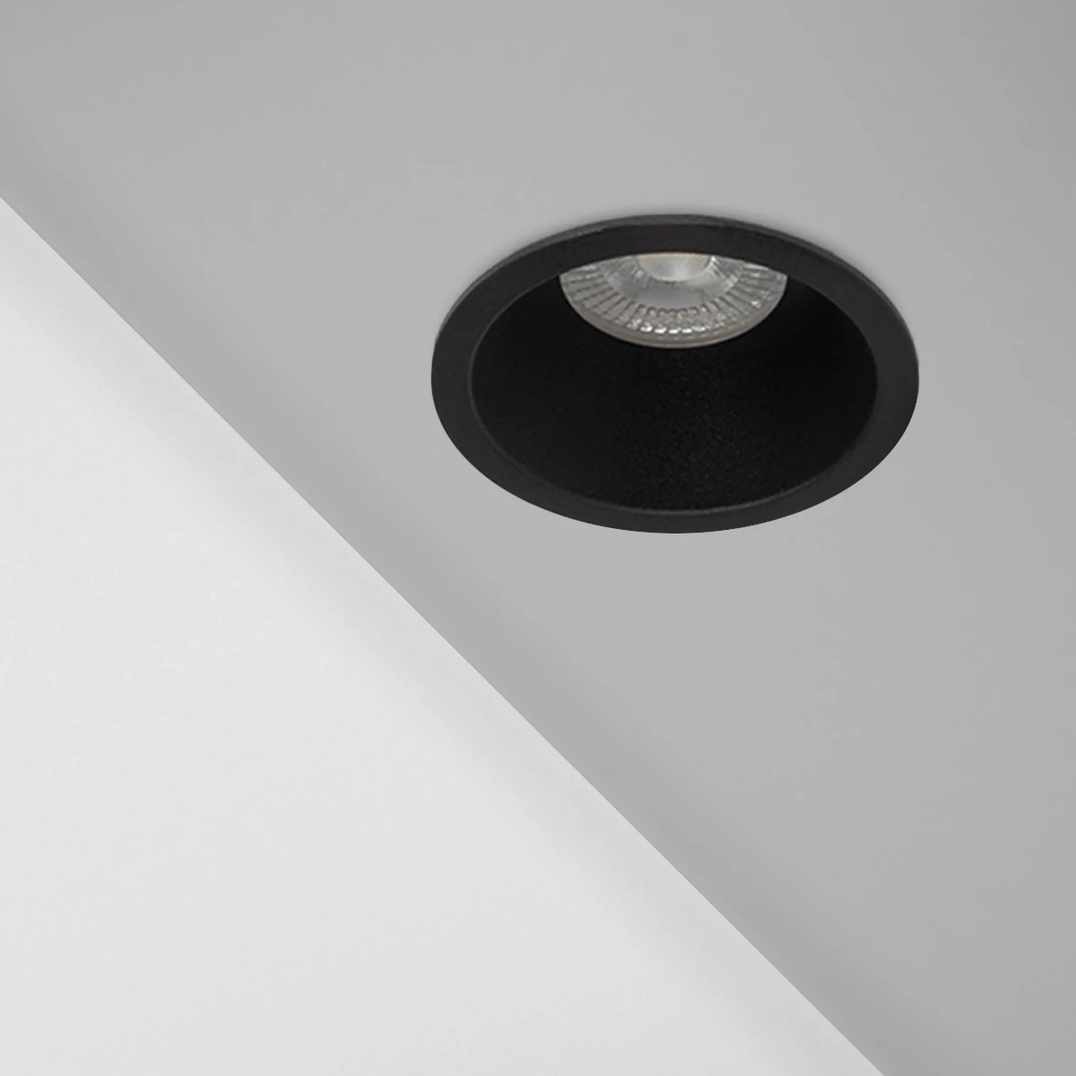 60629 kelvo® DELTA 60629 Χωνευτό Κινούμενο Φωτιστικό Downlight Σποτ με Ντουί 1 x GU10 AC 220-240V IP20 - Μαύρο Ματ - Μ8.5 x Π8.5 x Υ3.5cm / Q7.5cm - Image 1