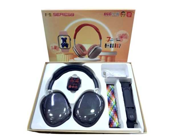 812235-4 Σετ ασύρματα ακουστικά & Smartwatch με 2 λουράκια - P9 Series 10 - 812235 - Black - Image 2
